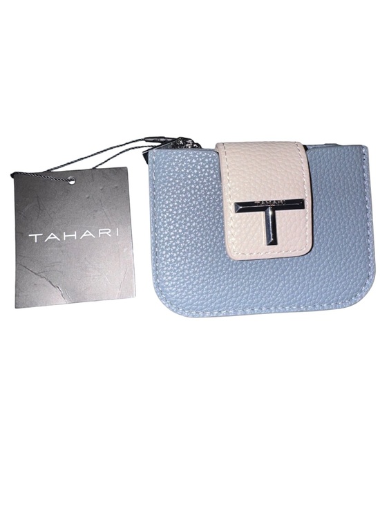 Tahari Handbags - Tahari Pebbled Leather Zip Card Case in Dusty Blue and Blush NWT